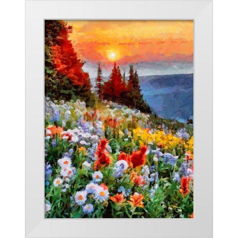 Blooming Meadow White Modern Wood Framed Art Print by Medeiros, Celito
