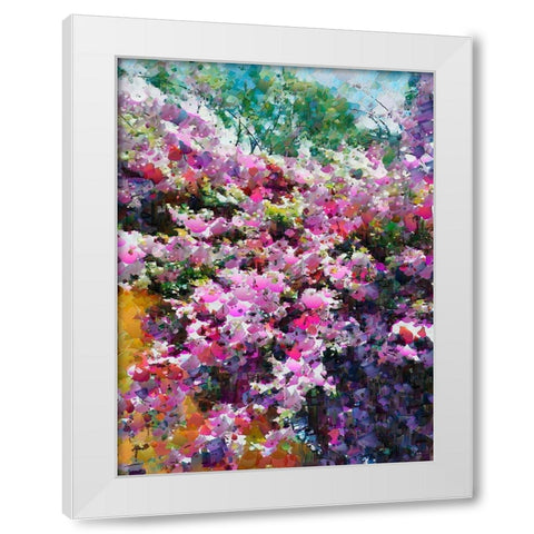 Pink Flowering Garden II White Modern Wood Framed Art Print by Medeiros, Celito