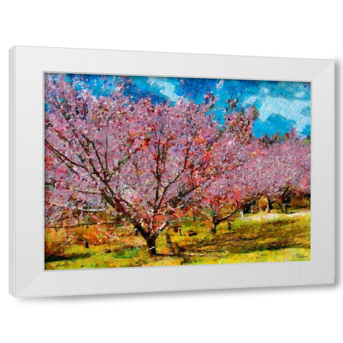 Pink Flowering Tree III White Modern Wood Framed Art Print by Medeiros, Celito