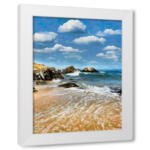Rocky Beach White Modern Wood Framed Art Print by Medeiros, Celito