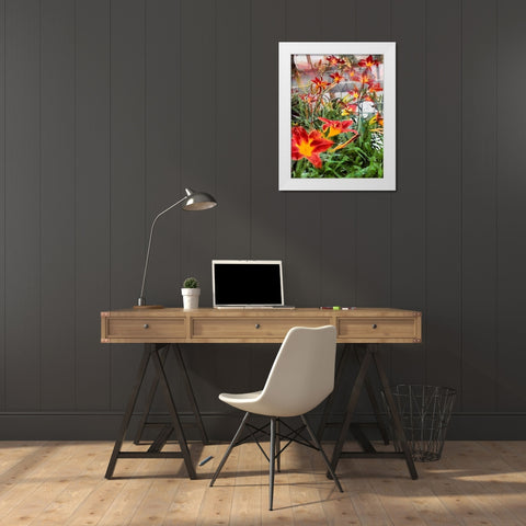 Red Orchids White Modern Wood Framed Art Print by Medeiros, Celito