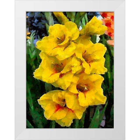 Yellow Hyacint White Modern Wood Framed Art Print by Medeiros, Celito