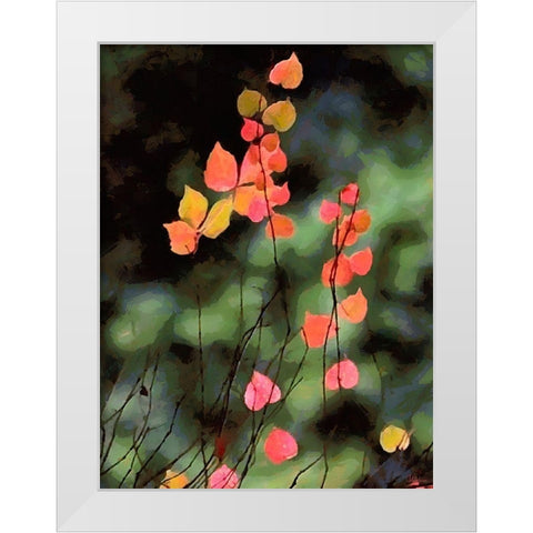 Red Leavers on Dark Background White Modern Wood Framed Art Print by Medeiros, Celito