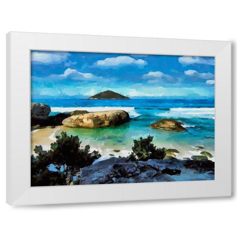 Beach in Brazil White Modern Wood Framed Art Print by Medeiros, Celito
