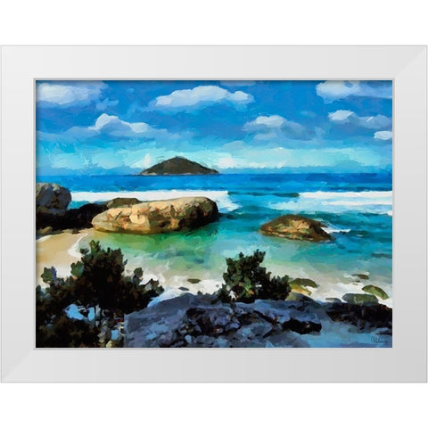 Beach in Brazil White Modern Wood Framed Art Print by Medeiros, Celito
