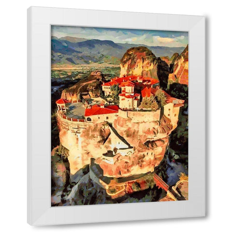 Temple in Greece White Modern Wood Framed Art Print by Medeiros, Celito