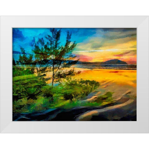 Lake after Sunset White Modern Wood Framed Art Print by Medeiros, Celito