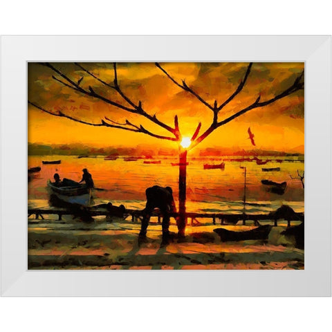 Small Harbour by Sunset I White Modern Wood Framed Art Print by Medeiros, Celito