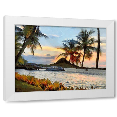 Palms near Sea II White Modern Wood Framed Art Print by Medeiros, Celito