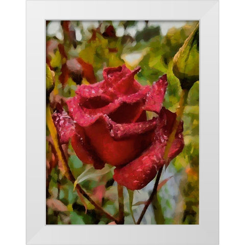 One Red Rose White Modern Wood Framed Art Print by Medeiros, Celito