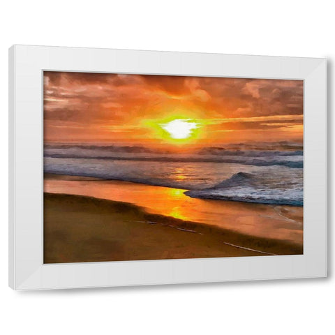 Sunset above the Sea White Modern Wood Framed Art Print by Medeiros, Celito