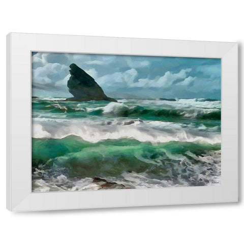 Rocks in the Surf II White Modern Wood Framed Art Print by Medeiros, Celito