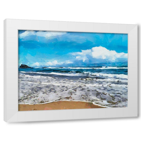 Rocks in the Surf III White Modern Wood Framed Art Print by Medeiros, Celito