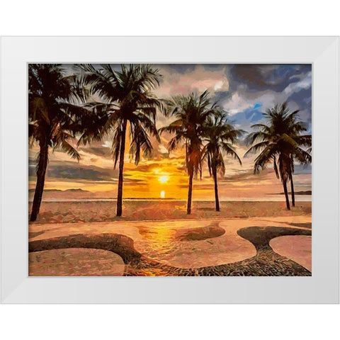 Beach in Rio II White Modern Wood Framed Art Print by Medeiros, Celito