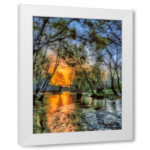 Sunset above the River White Modern Wood Framed Art Print by Medeiros, Celito