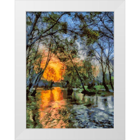 Sunset above the River White Modern Wood Framed Art Print by Medeiros, Celito