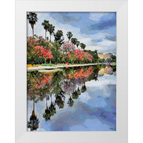 Mirrored Palm Trees White Modern Wood Framed Art Print by Medeiros, Celito