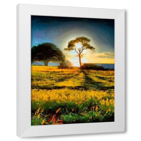 Tree in the Sunset White Modern Wood Framed Art Print by Medeiros, Celito