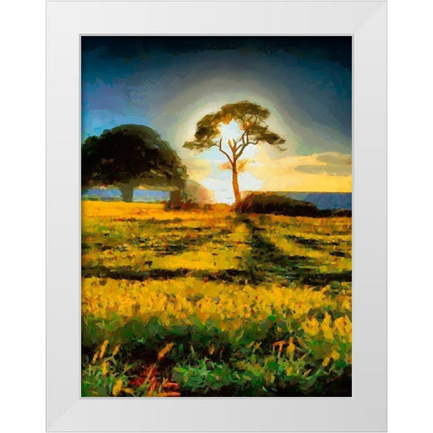 Tree in the Sunset White Modern Wood Framed Art Print by Medeiros, Celito