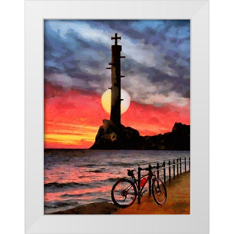 Old Lighthouse with a Cross I White Modern Wood Framed Art Print by Medeiros, Celito