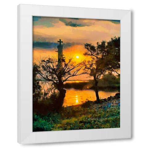 Old Lighthouse with a Cross III White Modern Wood Framed Art Print by Medeiros, Celito