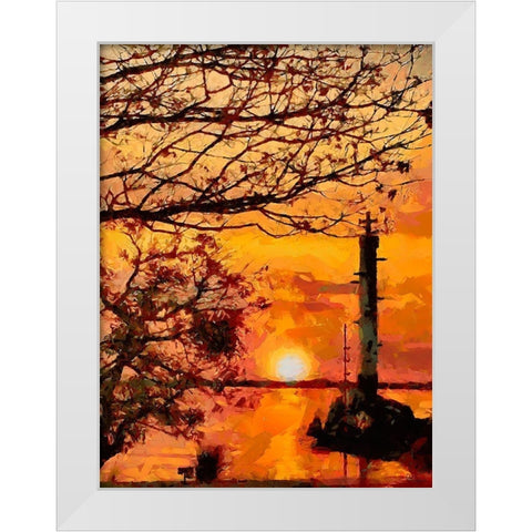 Old Lighthouse with a Cross IV White Modern Wood Framed Art Print by Medeiros, Celito