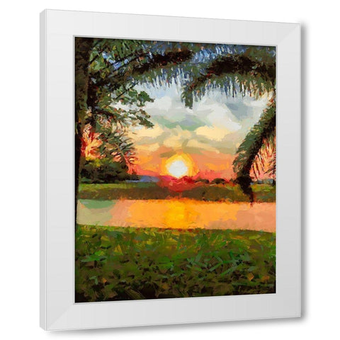 Sunset behind the Tree III White Modern Wood Framed Art Print by Medeiros, Celito