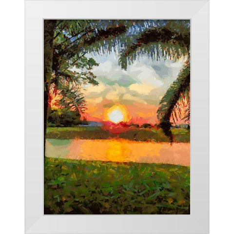 Sunset behind the Tree III White Modern Wood Framed Art Print by Medeiros, Celito