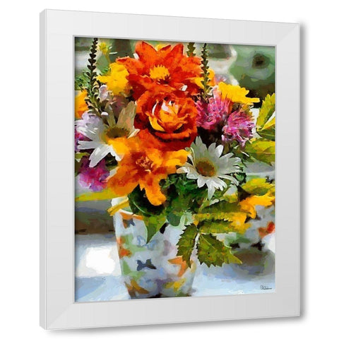 Bouquet of Flowers White Modern Wood Framed Art Print by Medeiros, Celito