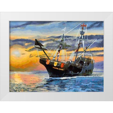 Boat Santa Maria V White Modern Wood Framed Art Print by Medeiros, Celito