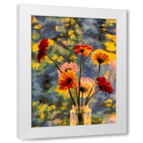 Flower in the Vase White Modern Wood Framed Art Print by Medeiros, Celito