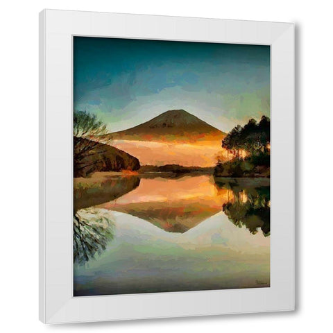 Mirroring Volcano White Modern Wood Framed Art Print by Medeiros, Celito