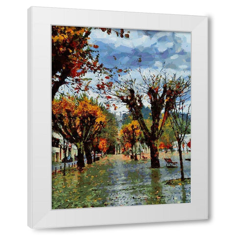 Windy Autumn White Modern Wood Framed Art Print by Medeiros, Celito