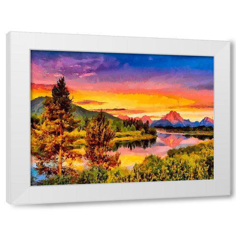 Sunset above the Rocky Mountains White Modern Wood Framed Art Print by Medeiros, Celito