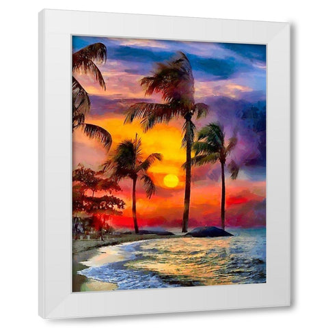 Sunset above the Palm Beach White Modern Wood Framed Art Print by Medeiros, Celito