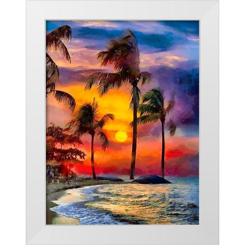 Sunset above the Palm Beach White Modern Wood Framed Art Print by Medeiros, Celito