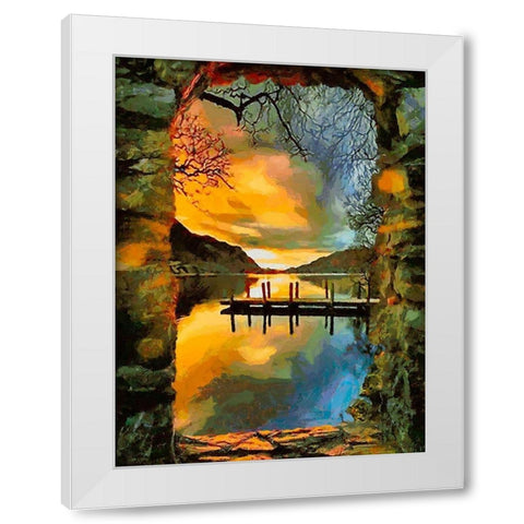Lake view White Modern Wood Framed Art Print by Medeiros, Celito
