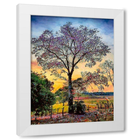 Pink Flowering Tree II White Modern Wood Framed Art Print by Medeiros, Celito