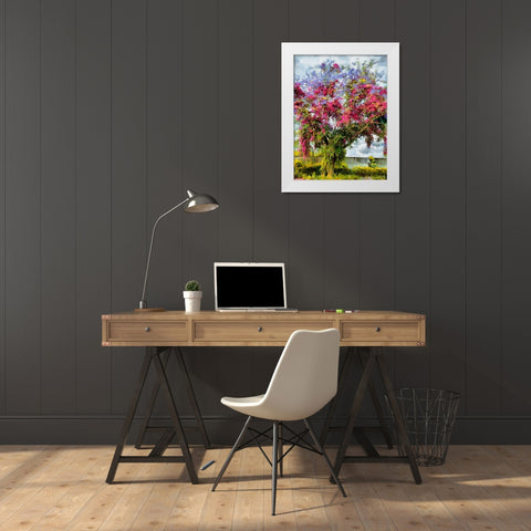 Purple Flowering Tree White Modern Wood Framed Art Print by Medeiros, Celito