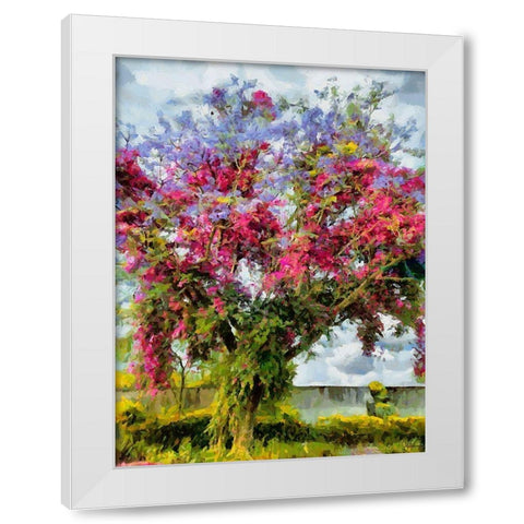Purple Flowering Tree White Modern Wood Framed Art Print by Medeiros, Celito