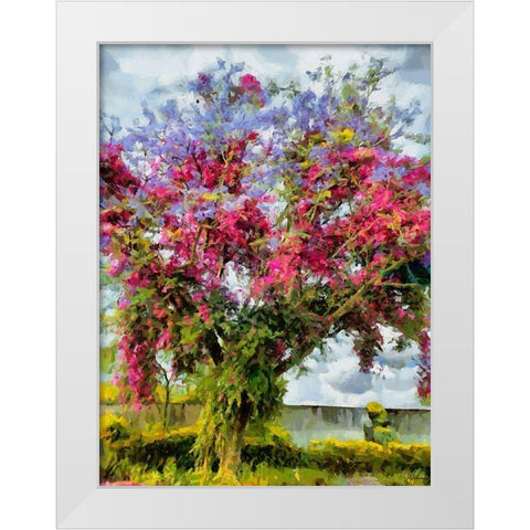 Purple Flowering Tree White Modern Wood Framed Art Print by Medeiros, Celito