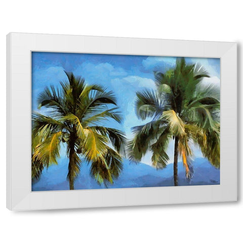 Coconut Tree White Modern Wood Framed Art Print by Medeiros, Celito