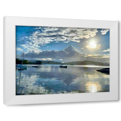 Two Coconut Trees White Modern Wood Framed Art Print by Medeiros, Celito