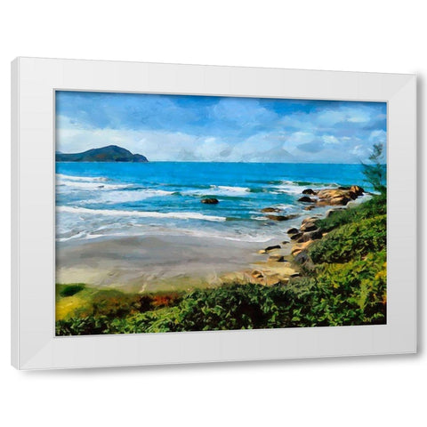 Rocks on the Tropical Beach White Modern Wood Framed Art Print by Medeiros, Celito