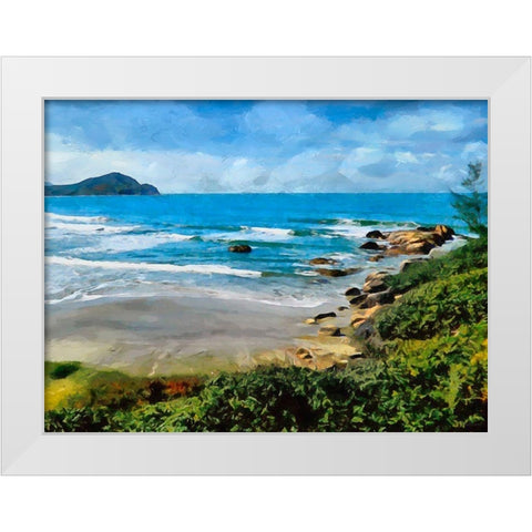 Rocks on the Tropical Beach White Modern Wood Framed Art Print by Medeiros, Celito