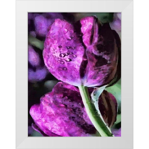 Purple Tulips White Modern Wood Framed Art Print by Medeiros, Celito