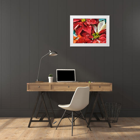 Red Flowers I White Modern Wood Framed Art Print by Medeiros, Celito