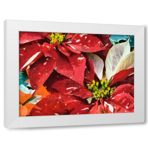 Red Flowers I White Modern Wood Framed Art Print by Medeiros, Celito