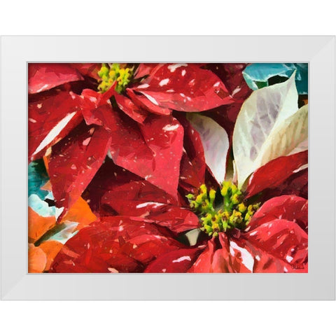 Red Flowers I White Modern Wood Framed Art Print by Medeiros, Celito