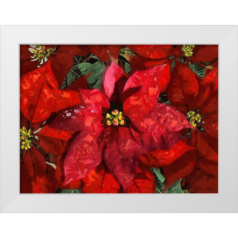 Red Flowers II White Modern Wood Framed Art Print by Medeiros, Celito